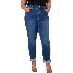 Plus Size Skinny Jeans High Rise Stretchy Denim Pockets Tummy Control